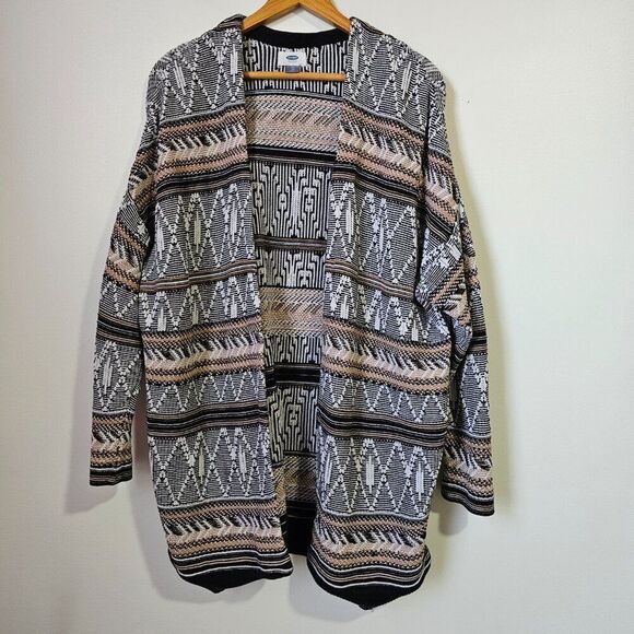 EUC OLD NAVY TRIBAL PATTERN OPEN LONG CARDIGAN BOHO SIZE XL - Picture 1 of 12